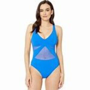 Blue Rod Beattie Don’t Mesh With Me Swimsuit in Cobalt Blue /Turquoise S…